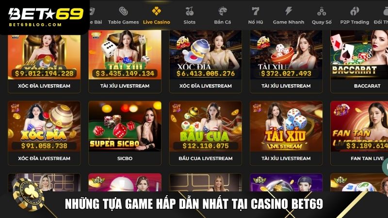 Những tựa game hấp dẫn nhất tại Casino Bet69