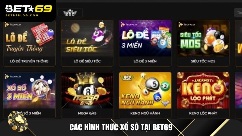 Các hình thức xổ số tại Bet69